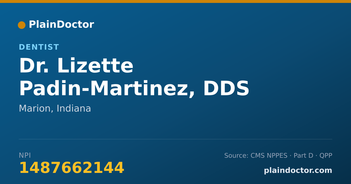 Shareable card for Lizette Padin-Martinez, DDS - Dentist, Marion, IN