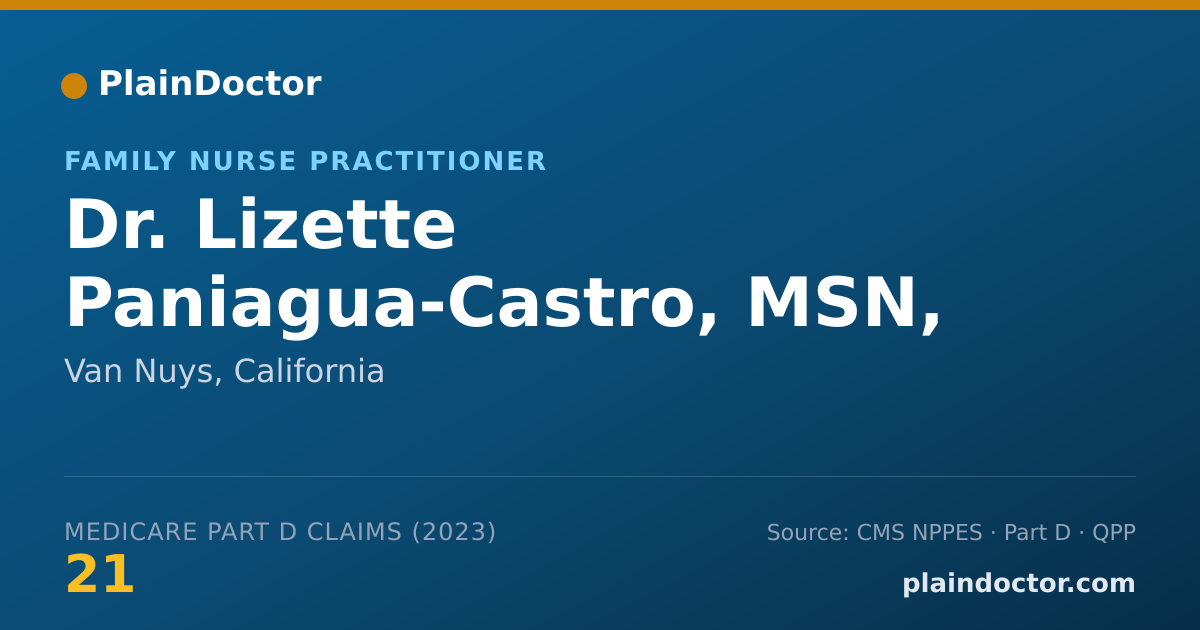 Shareable card for Lizette Paniagua-Castro, MSN, FNP - Family Nurse Practitioner, Van Nuys, CA
