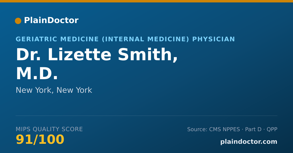Shareable card for Lizette Smith, M.D. - Geriatric Medicine (Internal Medicine) Physician, New York, NY