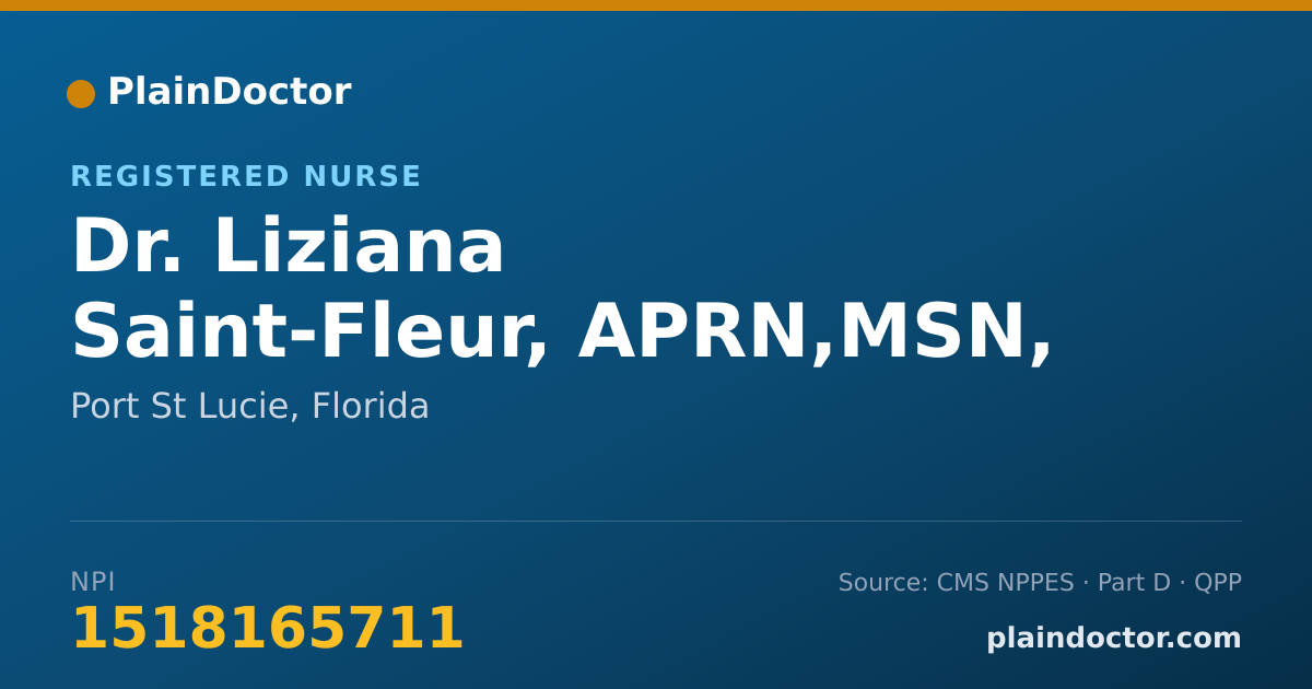 Shareable card for Liziana Saint-Fleur, APRN,MSN, PMHNP-BC - Registered Nurse, Port St Lucie, FL