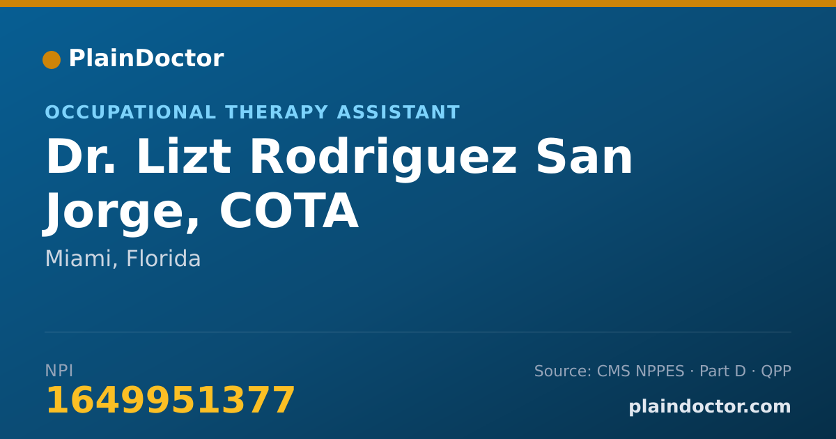 Shareable card for Lizt Rodriguez San Jorge, COTA - Occupational Therapy Assistant, Miami, FL
