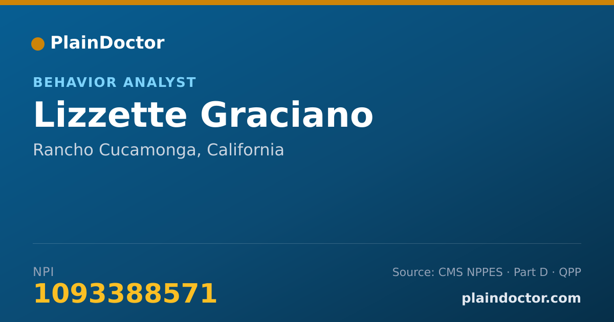 Shareable card for Lizzette Graciano - Behavior Analyst, Rancho Cucamonga, CA