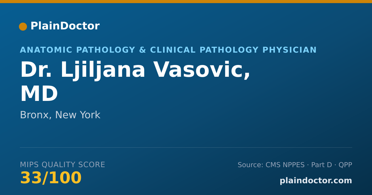 Shareable card for Ljiljana Vasovic, MD - Anatomic Pathology & Clinical Pathology Physician, Bronx, NY