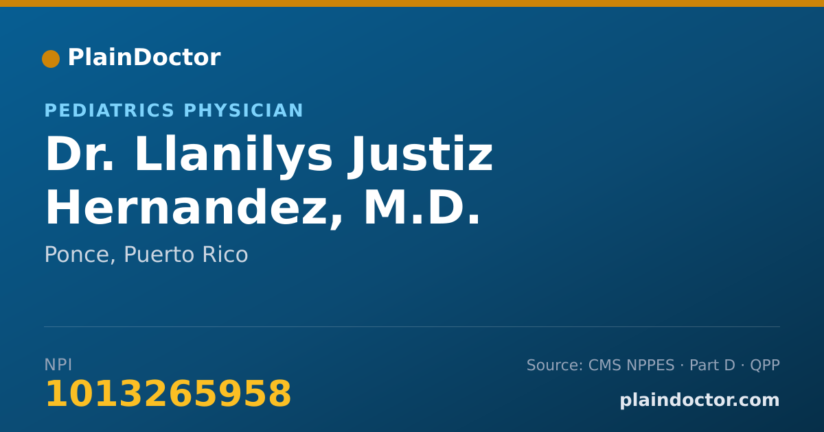 Shareable card for Llanilys Justiz Hernandez, M.D. - Pediatrics Physician, Ponce, PR
