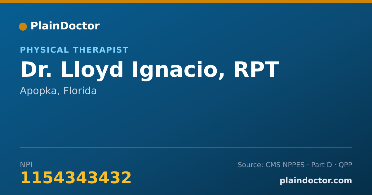 Shareable card for Lloyd Ignacio, RPT - Physical Therapist, Apopka, FL