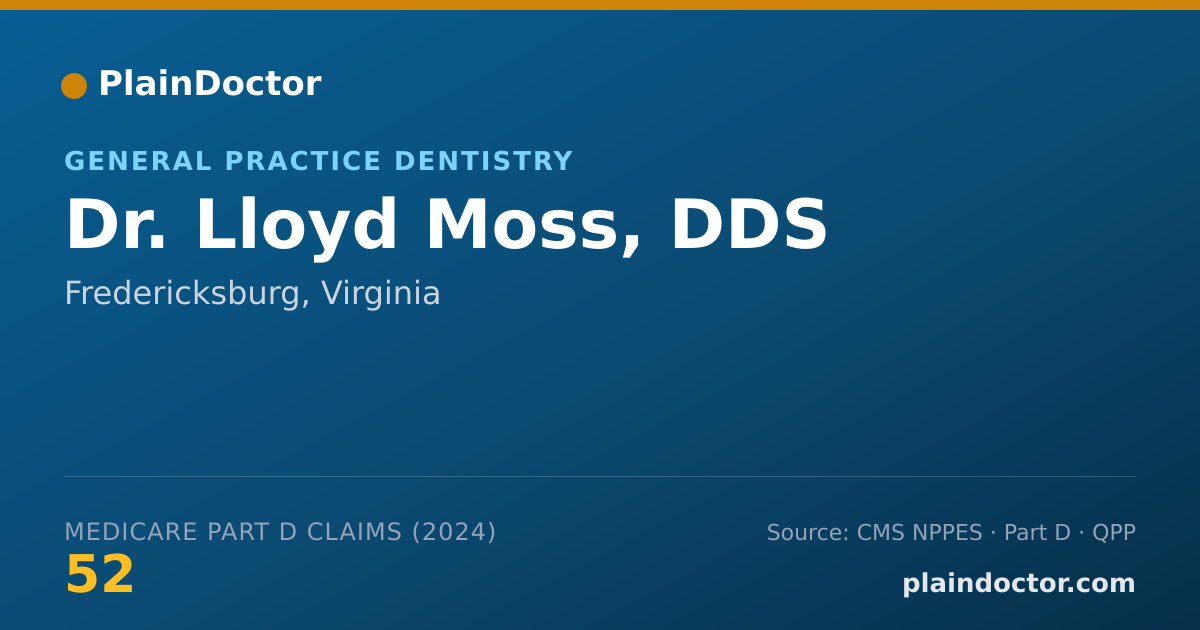 Shareable card for Lloyd Moss, DDS - General Practice Dentistry, Fredericksburg, VA