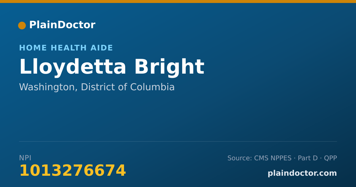 Shareable card for Lloydetta Bright - Home Health Aide, Washington, DC
