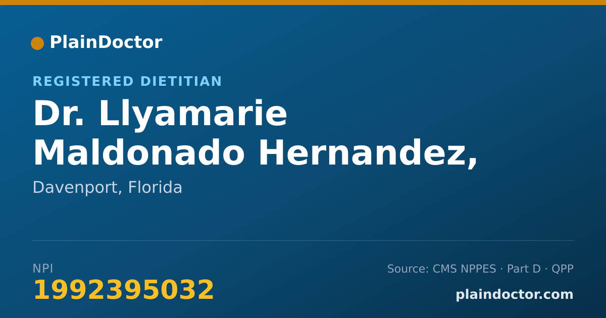 Shareable card for Llyamarie Maldonado Hernandez, RD - Registered Dietitian, Davenport, FL