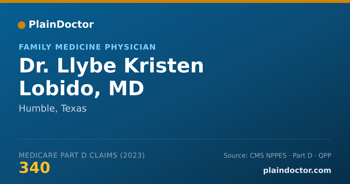 Shareable card for Llybe Kristen Lobido, MD - Family Medicine Physician, Humble, TX