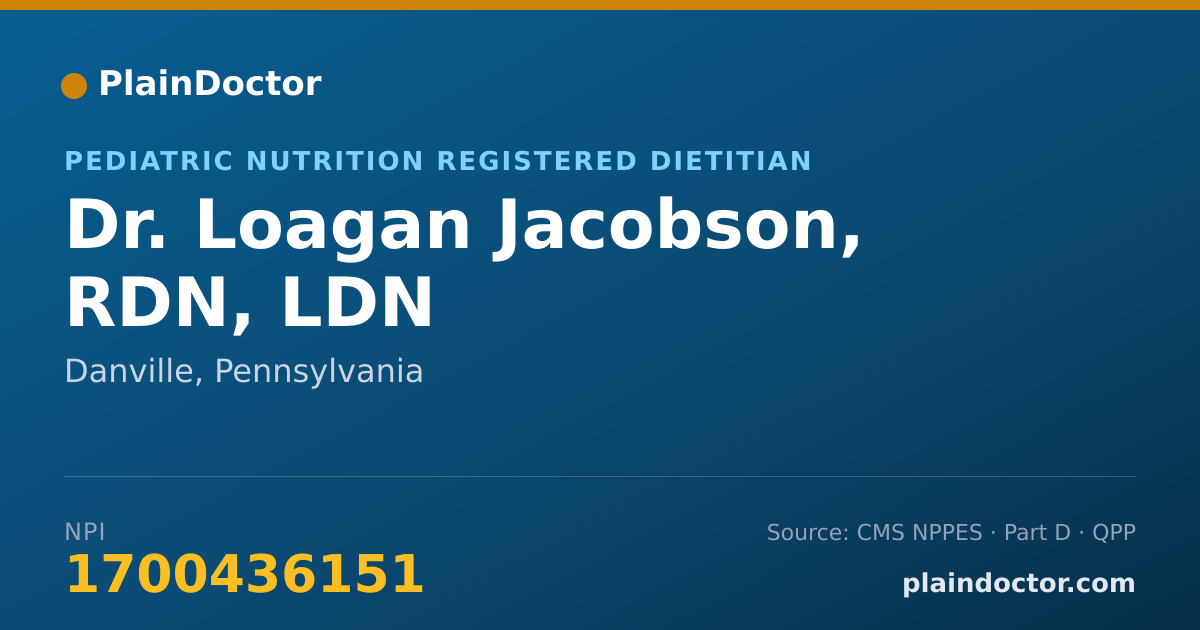 Shareable card for Loagan Jacobson, RDN, LDN - Pediatric Nutrition Registered Dietitian, Danville, PA