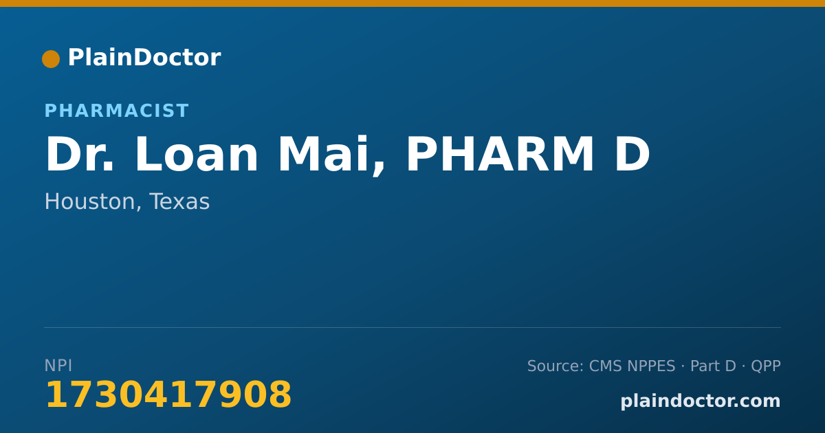 Shareable card for Loan Mai, PHARM D - Pharmacist, Houston, TX