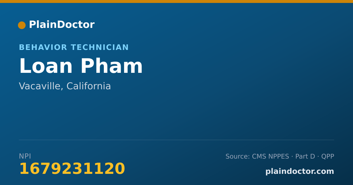 Shareable card for Loan Pham - Behavior Technician, Vacaville, CA
