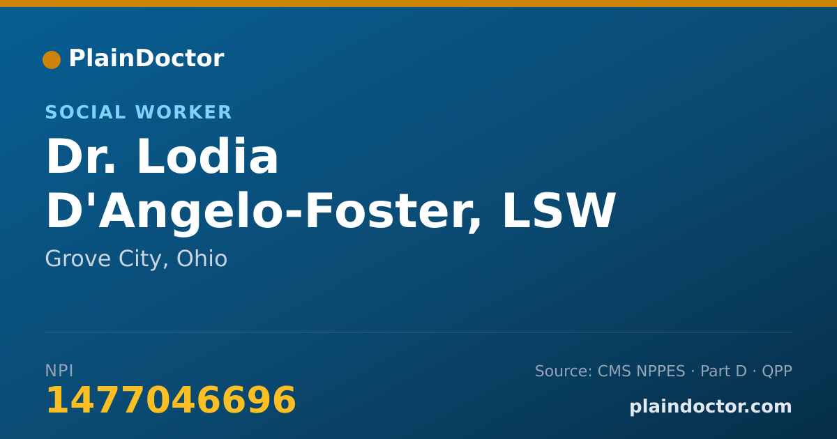 Shareable card for Lodia D'Angelo-Foster, LSW - Social Worker, Grove City, OH