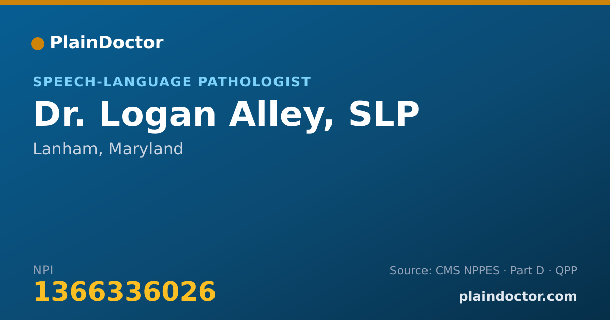 Shareable card for Logan Alley, SLP - Speech-Language Pathologist, Lanham, MD