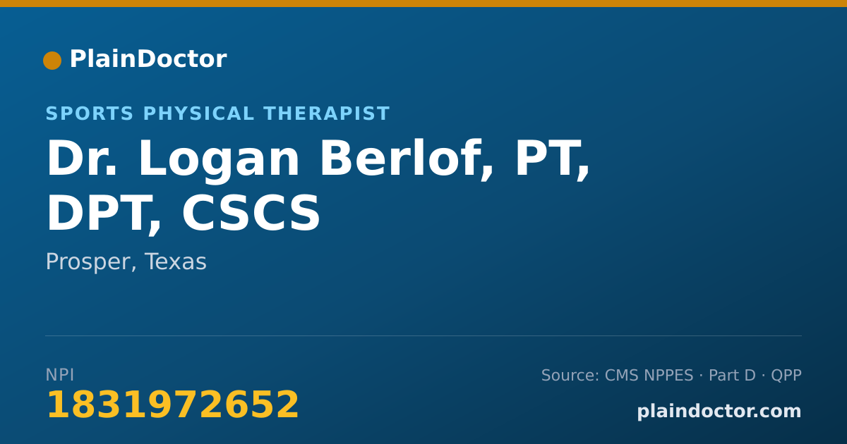 Shareable card for Logan Berlof, PT, DPT, CSCS - Sports Physical Therapist, Prosper, TX