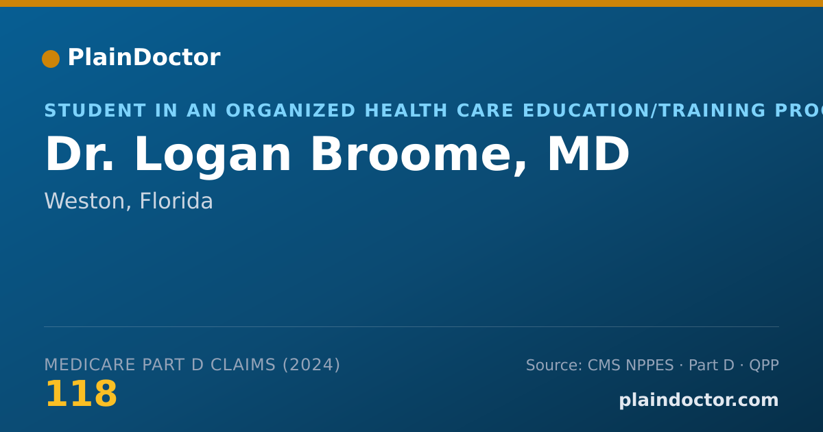 Shareable card for Logan Broome, MD - Student in an Organized Health Care Education/Training Program, Weston, FL