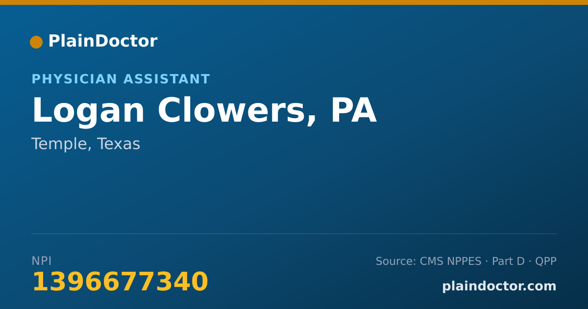 Shareable card for Logan Clowers, PA - Physician Assistant, Temple, TX
