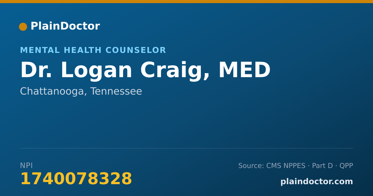 Shareable card for Logan Craig, MED - Mental Health Counselor, Chattanooga, TN