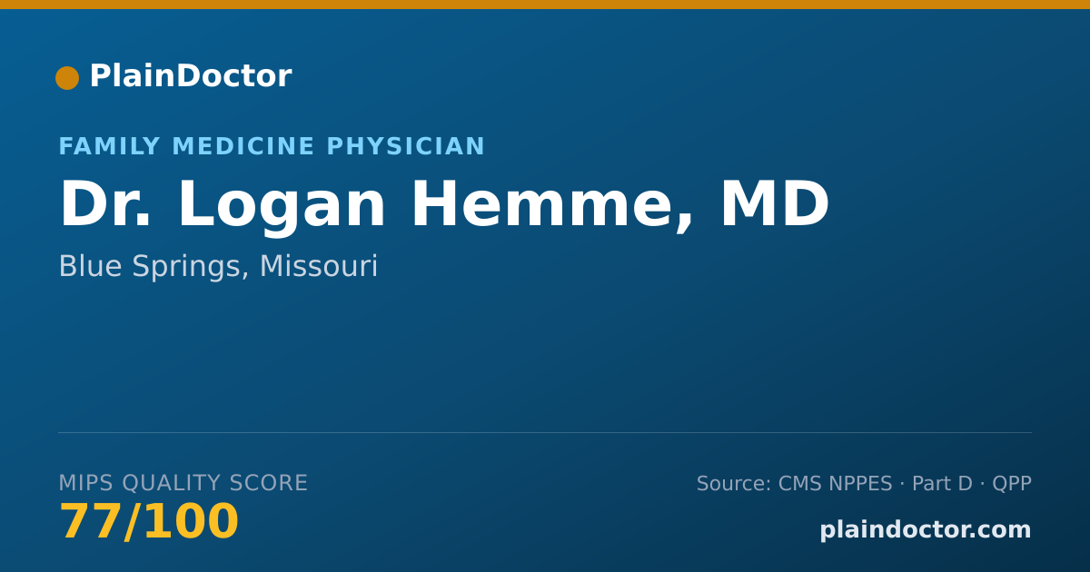 Shareable card for Logan Hemme, MD - Family Medicine Physician, Blue Springs, MO
