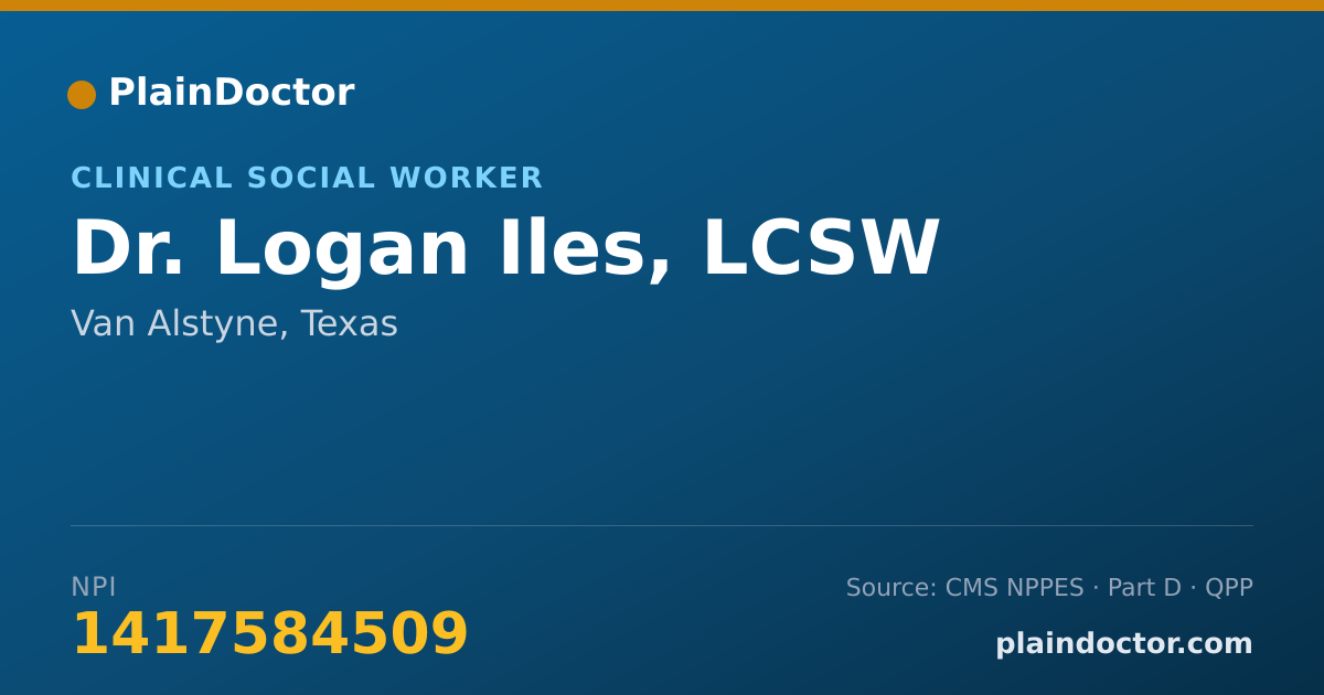 Shareable card for Logan Iles, LCSW - Clinical Social Worker, Van Alstyne, TX