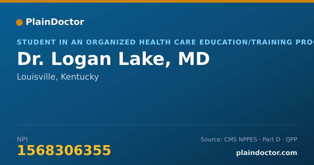 Shareable card for Logan Lake, MD - Student in an Organized Health Care Education/Training Program, Louisville, KY