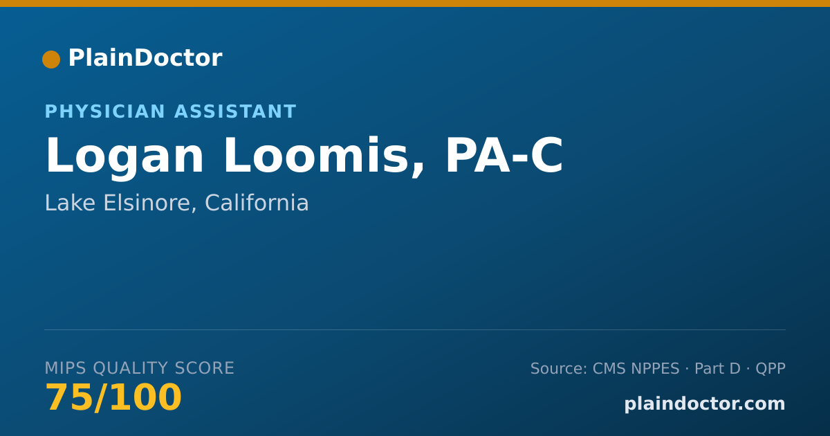 Shareable card for Logan Loomis, PA-C - Physician Assistant, Lake Elsinore, CA