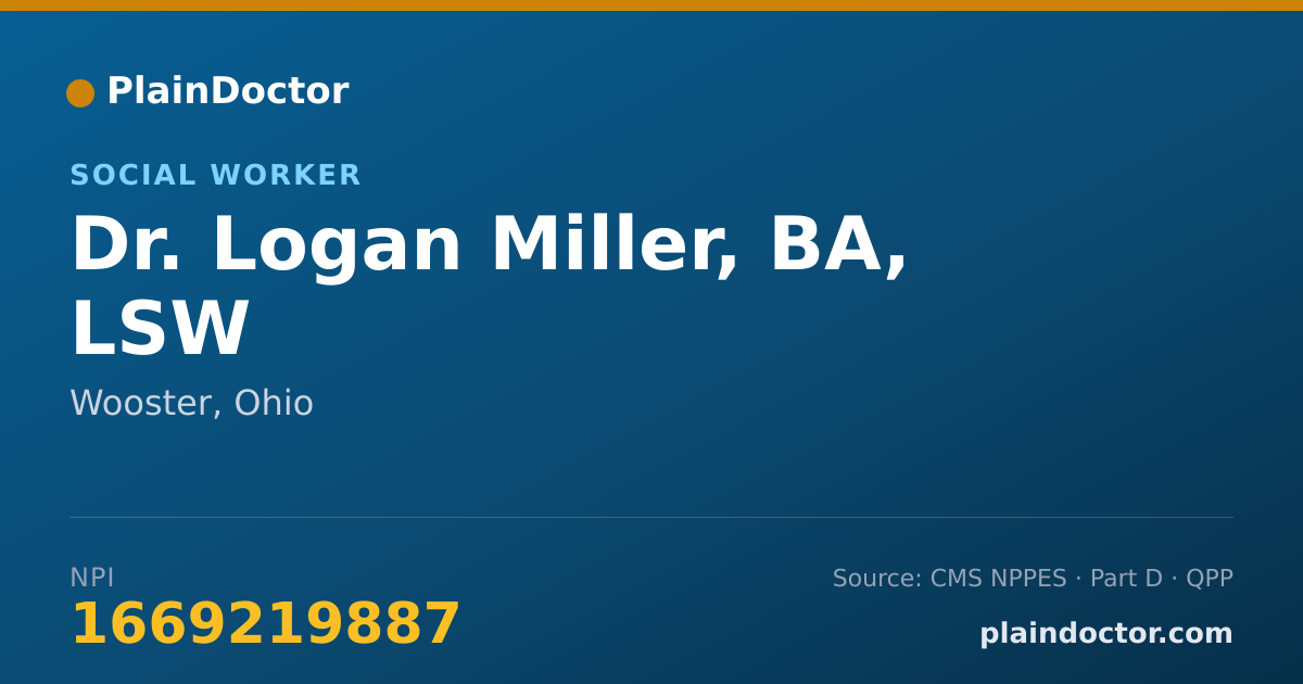 Shareable card for Logan Miller, BA, LSW - Social Worker, Wooster, OH