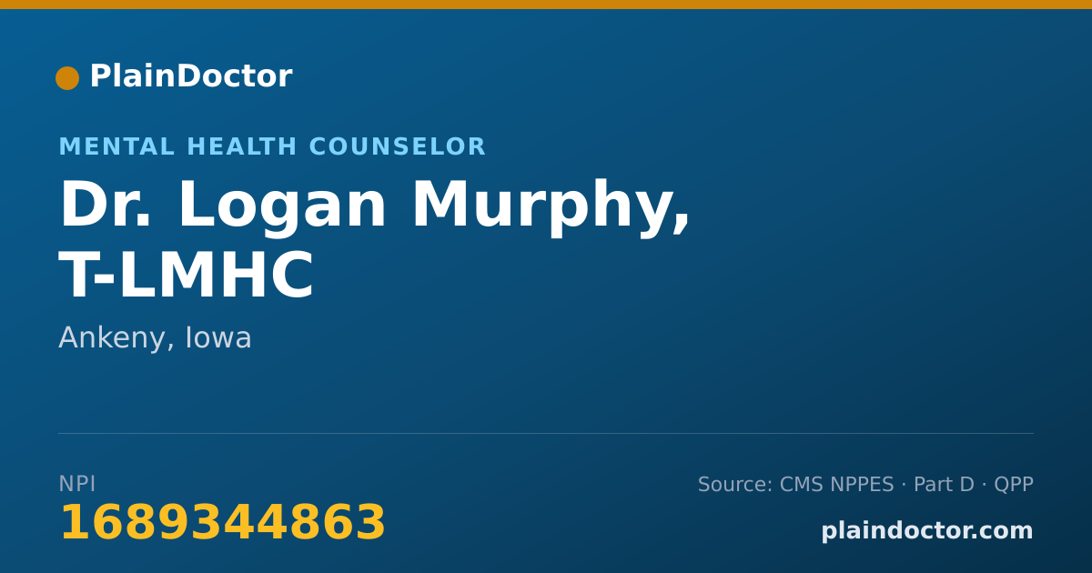 Shareable card for Logan Murphy, T-LMHC - Mental Health Counselor, Ankeny, IA