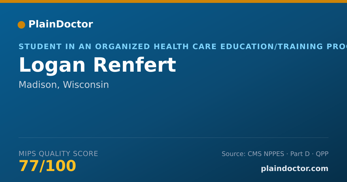 Shareable card for Logan Renfert - Student in an Organized Health Care Education/Training Program, Madison, WI