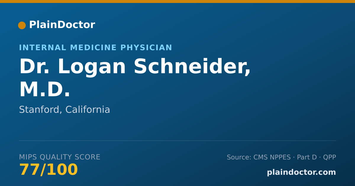 Shareable card for Logan Schneider, M.D. - Internal Medicine Physician, Stanford, CA