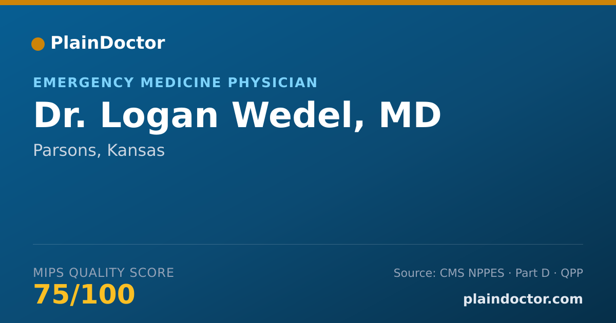Shareable card for Logan Wedel, MD - Emergency Medicine Physician, Parsons, KS