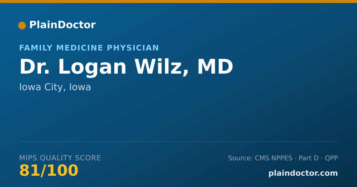 Shareable card for Logan Wilz, MD - Family Medicine Physician, Iowa City, IA