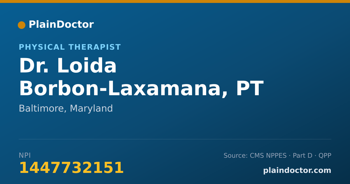 Shareable card for Loida Borbon-Laxamana, PT - Physical Therapist, Baltimore, MD