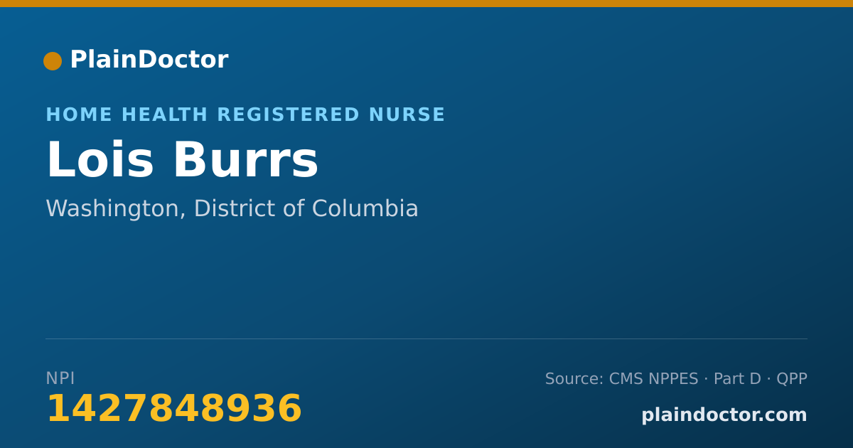 Shareable card for Lois Burrs - Home Health Registered Nurse, Washington, DC