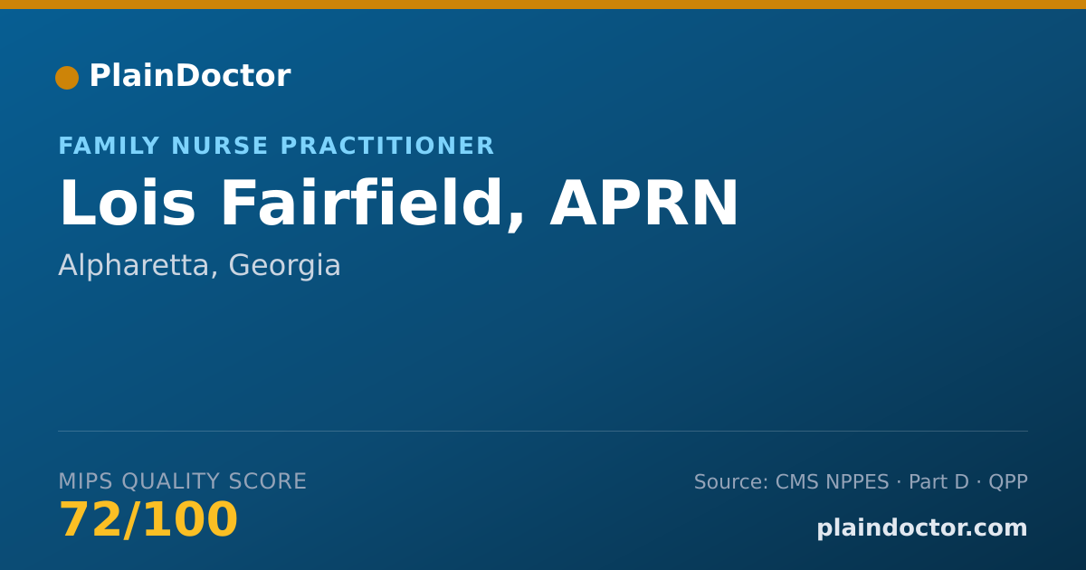Shareable card for Lois Fairfield, APRN - Family Nurse Practitioner, Alpharetta, GA