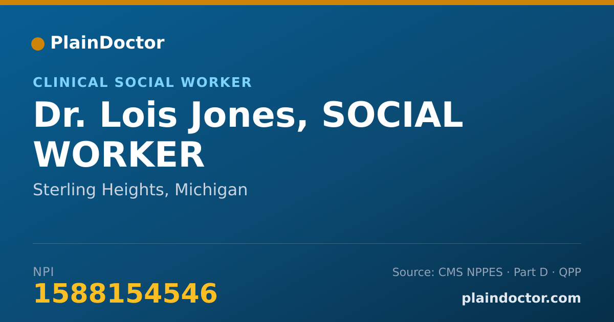 Shareable card for Lois Jones, SOCIAL WORKER - Clinical Social Worker, Sterling Heights, MI