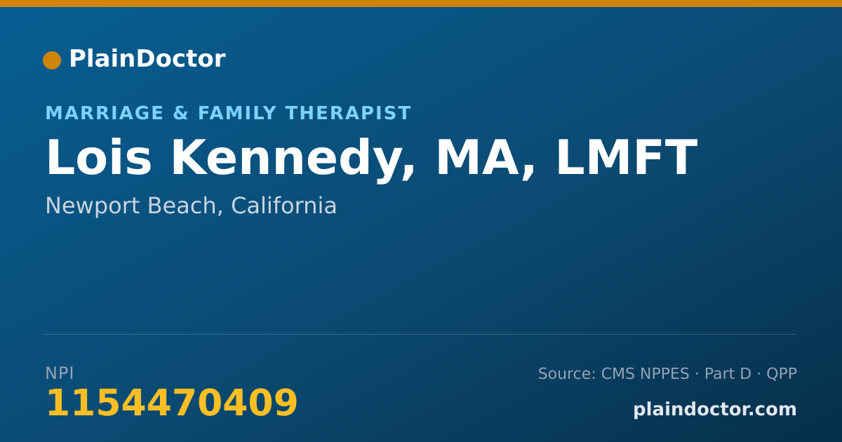 Shareable card for Lois Kennedy, MA, LMFT - Marriage & Family Therapist, Newport Beach, CA