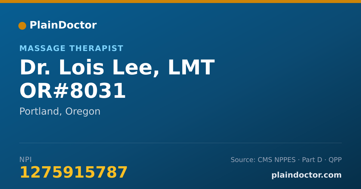 Shareable card for Lois Lee, LMT OR#8031 - Massage Therapist, Portland, OR