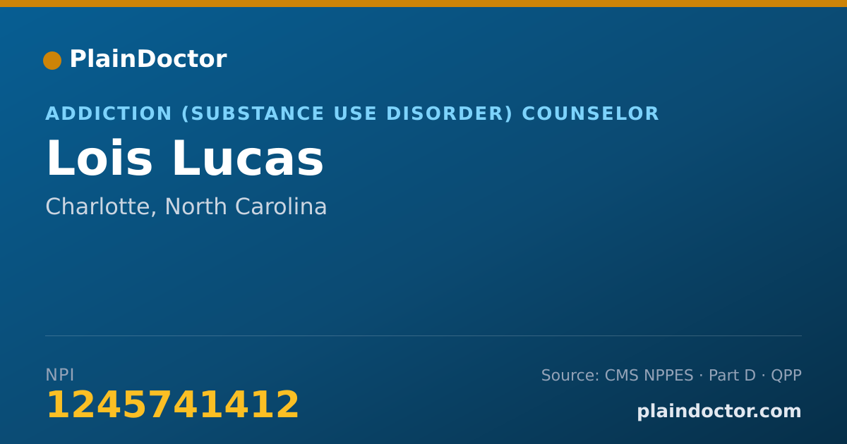 Shareable card for Lois Lucas - Addiction (Substance Use Disorder) Counselor, Charlotte, NC