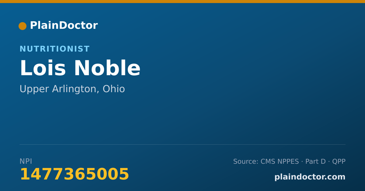 Shareable card for Lois Noble - Nutritionist, Upper Arlington, OH