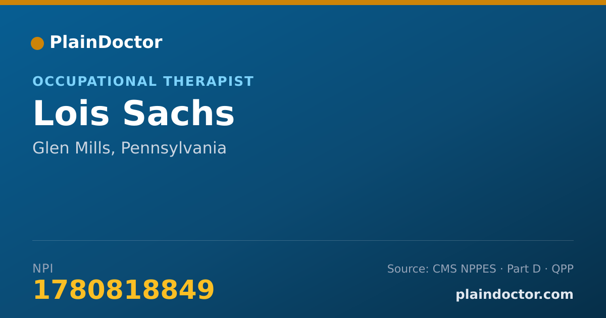 Shareable card for Lois Sachs - Occupational Therapist, Glen Mills, PA