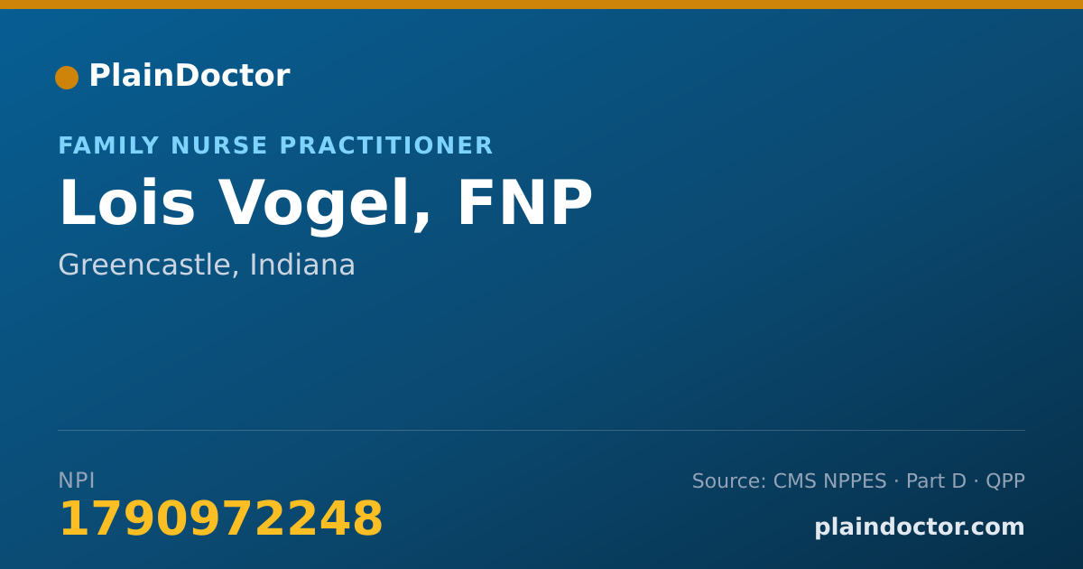Shareable card for Lois Vogel, FNP - Family Nurse Practitioner, Greencastle, IN