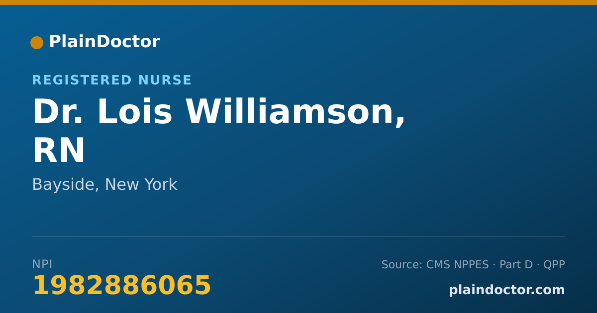 Shareable card for Lois Williamson, RN - Registered Nurse, Bayside, NY