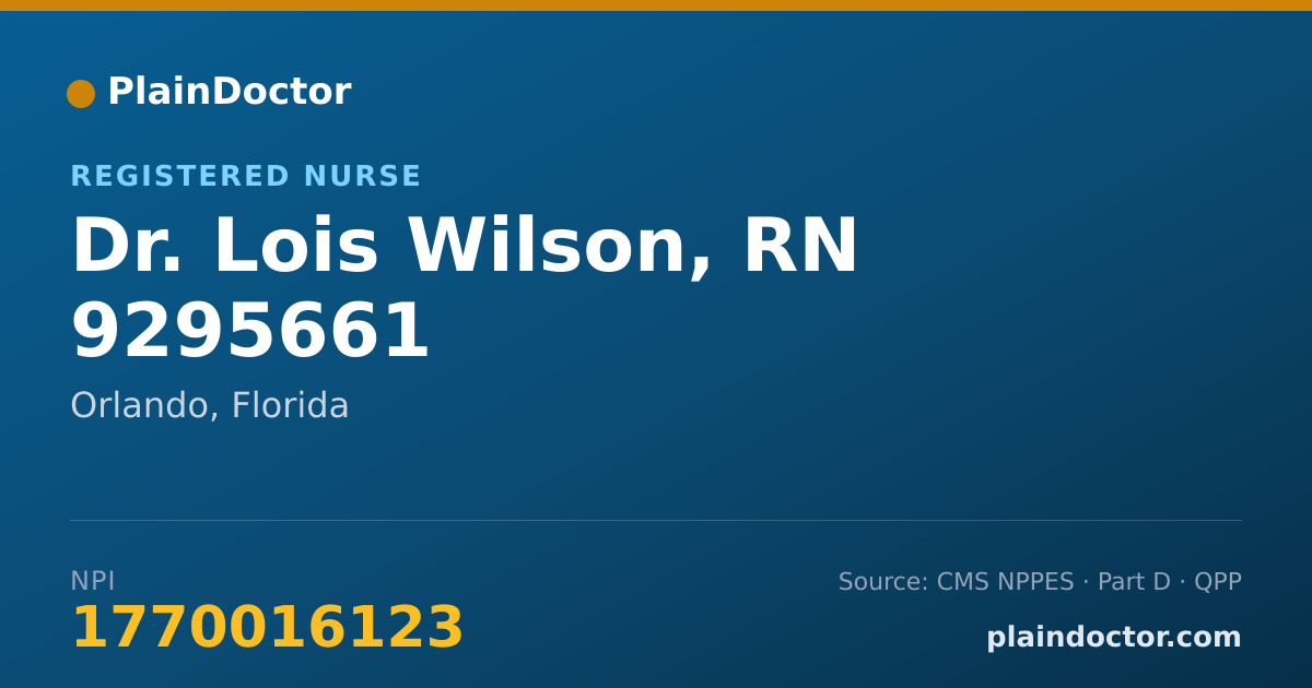 Shareable card for Lois Wilson, RN 9295661 - Registered Nurse, Orlando, FL