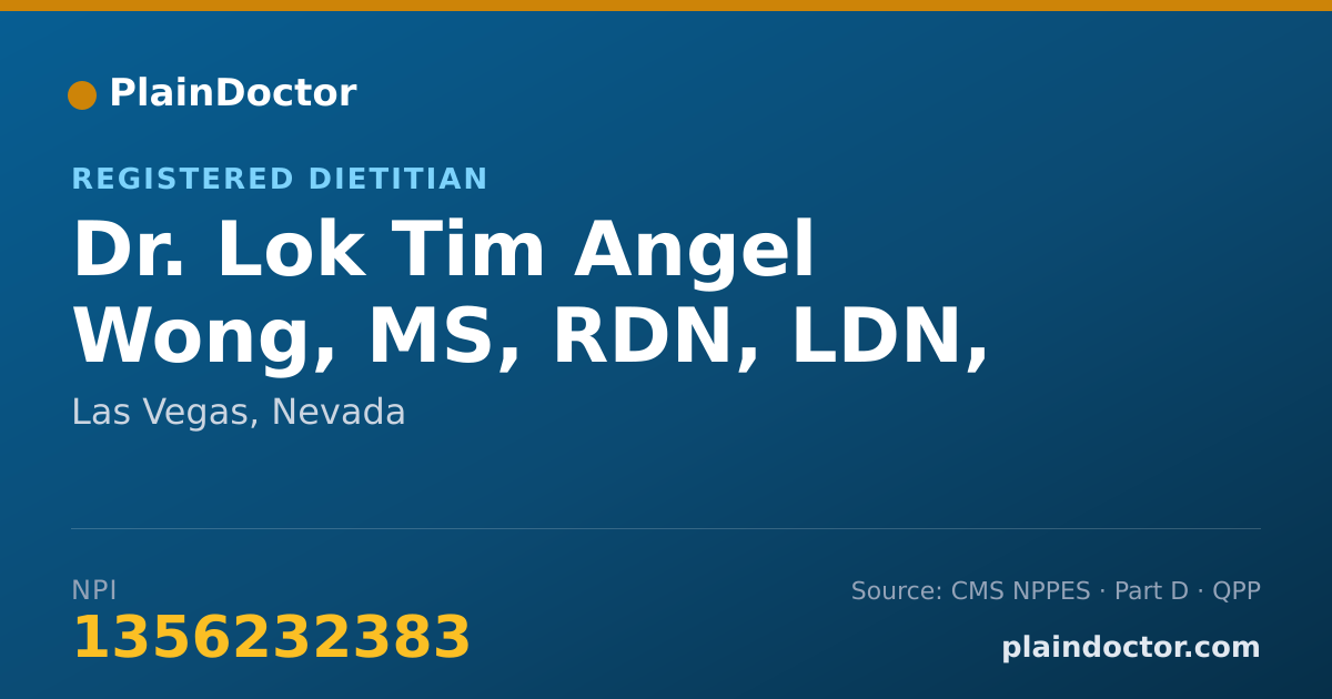 Shareable card for Lok Tim Angel Wong, MS, RDN, LDN, CDCES - Registered Dietitian, Las Vegas, NV