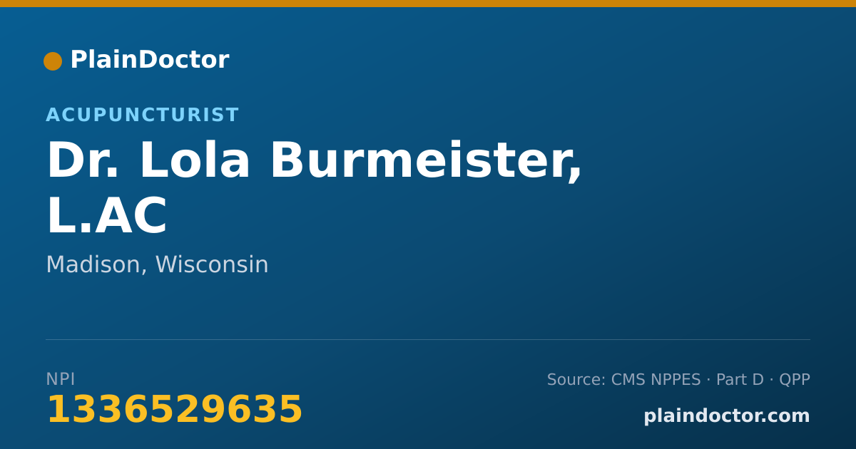 Shareable card for Lola Burmeister, L.AC - Acupuncturist, Madison, WI