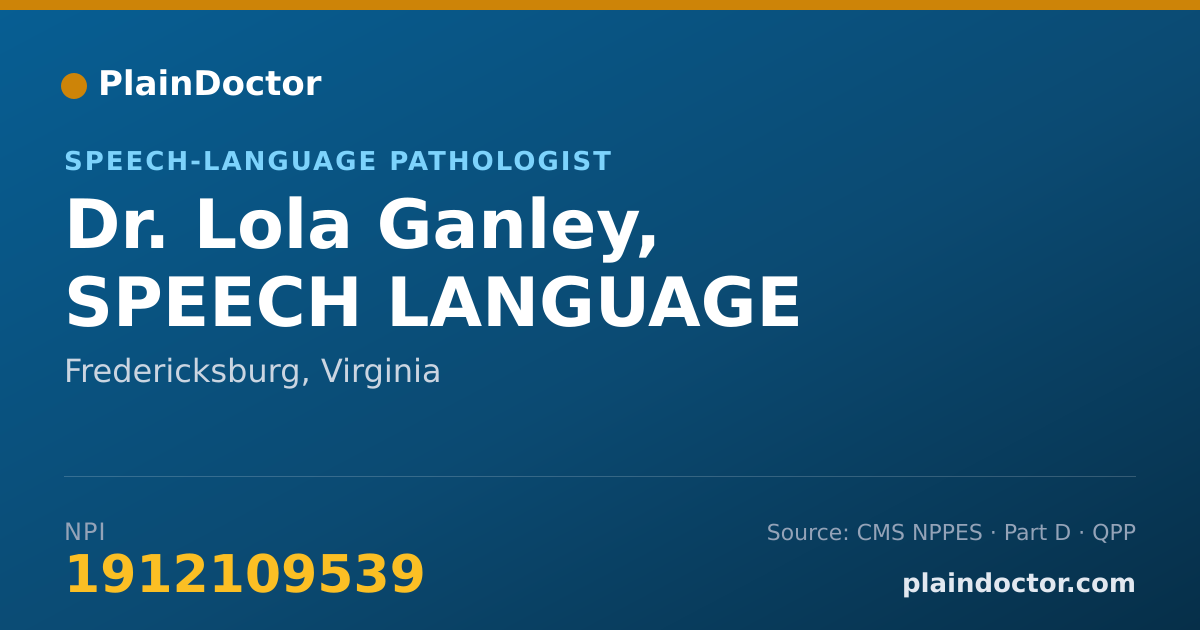 Shareable card for Lola Ganley, SPEECH LANGUAGE - Speech-Language Pathologist, Fredericksburg, VA