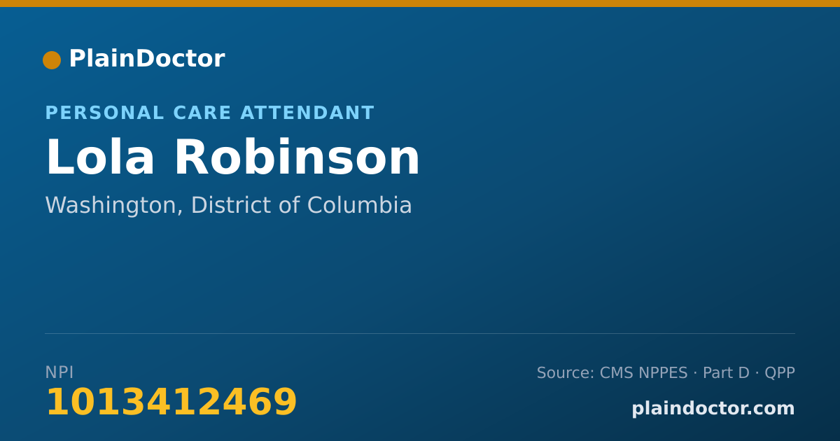 Shareable card for Lola Robinson - Personal Care Attendant, Washington, DC