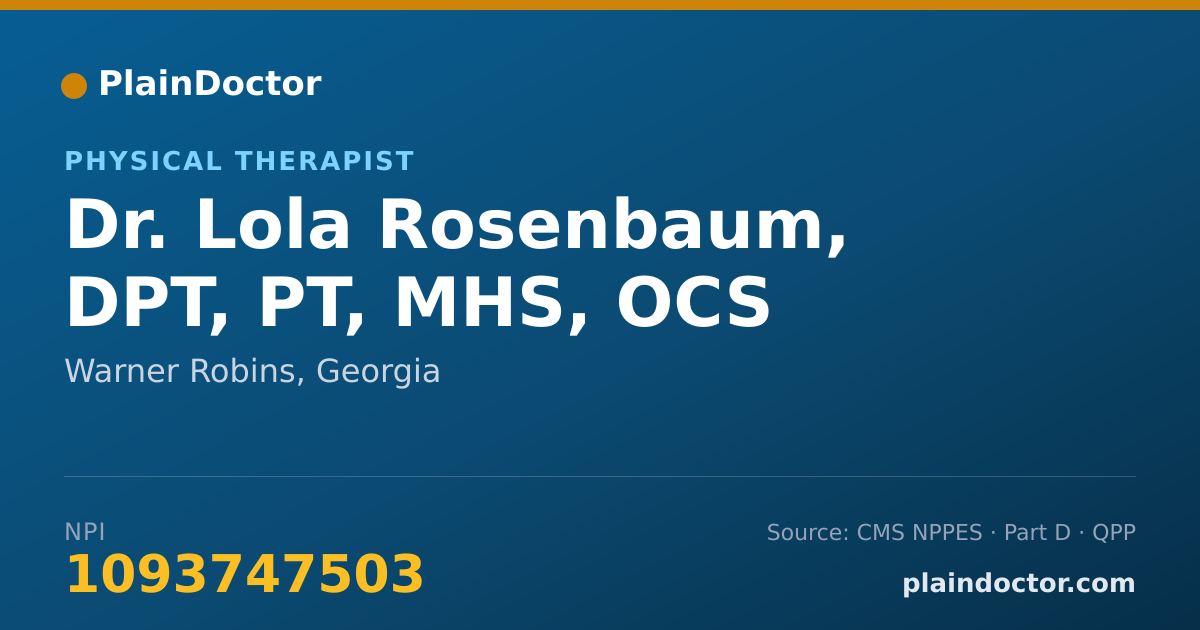Shareable card for Lola Rosenbaum, DPT, PT, MHS, OCS - Physical Therapist, Warner Robins, GA