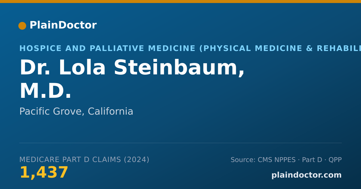 Shareable card for Lola Steinbaum, M.D. - Hospice and Palliative Medicine (Physical Medicine & Rehabilitation) Physician, Pacific Grove, CA